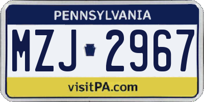 PA license plate MZJ2967