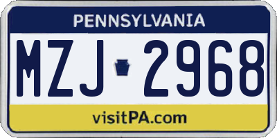 PA license plate MZJ2968