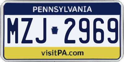 PA license plate MZJ2969