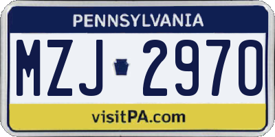 PA license plate MZJ2970