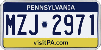 PA license plate MZJ2971