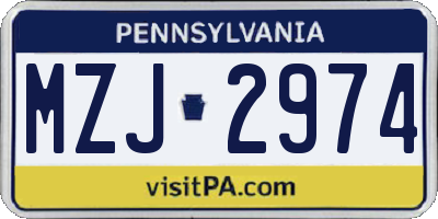 PA license plate MZJ2974