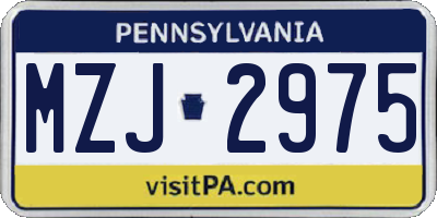 PA license plate MZJ2975