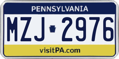 PA license plate MZJ2976