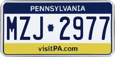 PA license plate MZJ2977