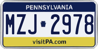 PA license plate MZJ2978