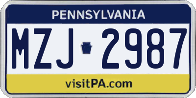 PA license plate MZJ2987