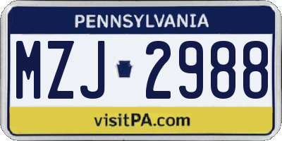 PA license plate MZJ2988
