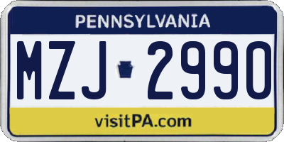 PA license plate MZJ2990