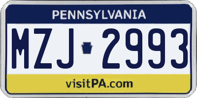 PA license plate MZJ2993