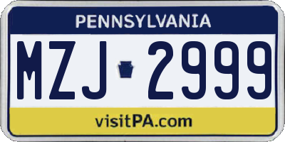 PA license plate MZJ2999
