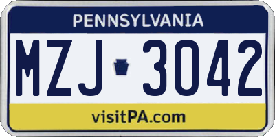 PA license plate MZJ3042