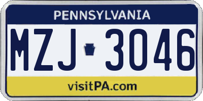 PA license plate MZJ3046