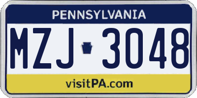 PA license plate MZJ3048