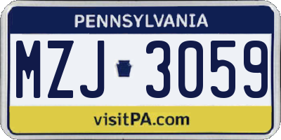 PA license plate MZJ3059