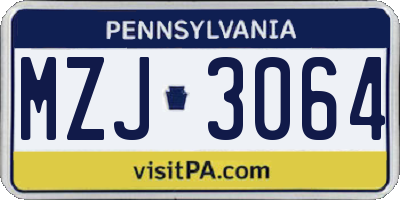 PA license plate MZJ3064