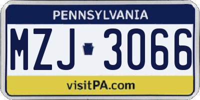 PA license plate MZJ3066