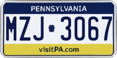 PA license plate MZJ3067