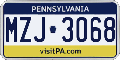 PA license plate MZJ3068