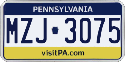 PA license plate MZJ3075