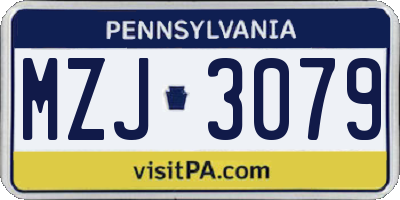 PA license plate MZJ3079