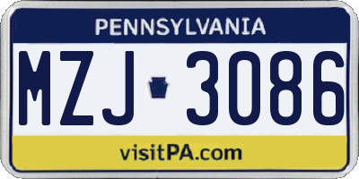 PA license plate MZJ3086