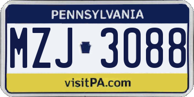 PA license plate MZJ3088