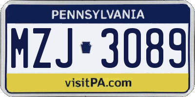 PA license plate MZJ3089