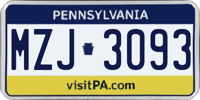 PA license plate MZJ3093