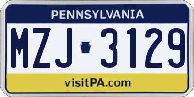 PA license plate MZJ3129
