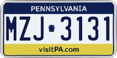PA license plate MZJ3131
