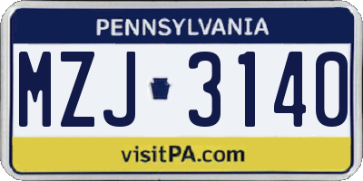 PA license plate MZJ3140