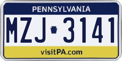PA license plate MZJ3141