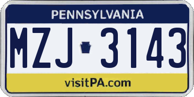 PA license plate MZJ3143