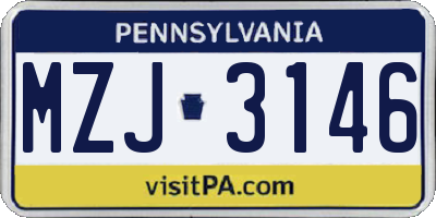 PA license plate MZJ3146