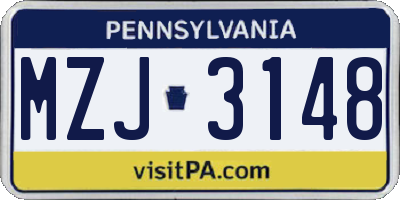 PA license plate MZJ3148