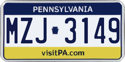 PA license plate MZJ3149