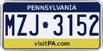 PA license plate MZJ3152