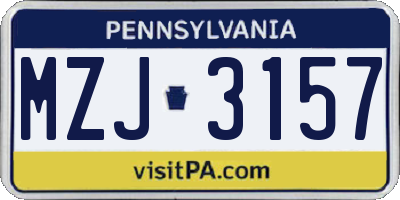 PA license plate MZJ3157