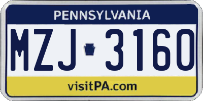 PA license plate MZJ3160