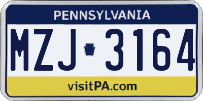 PA license plate MZJ3164