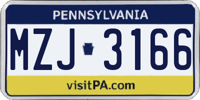 PA license plate MZJ3166