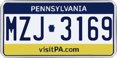PA license plate MZJ3169