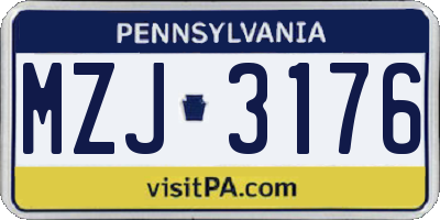 PA license plate MZJ3176