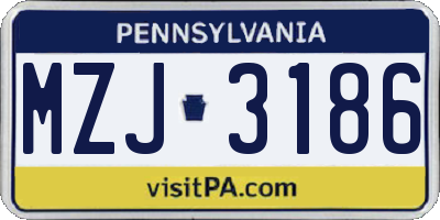 PA license plate MZJ3186