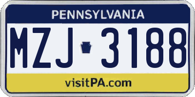 PA license plate MZJ3188