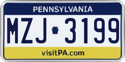 PA license plate MZJ3199