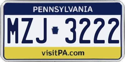 PA license plate MZJ3222