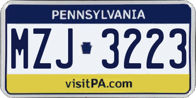 PA license plate MZJ3223