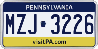 PA license plate MZJ3226